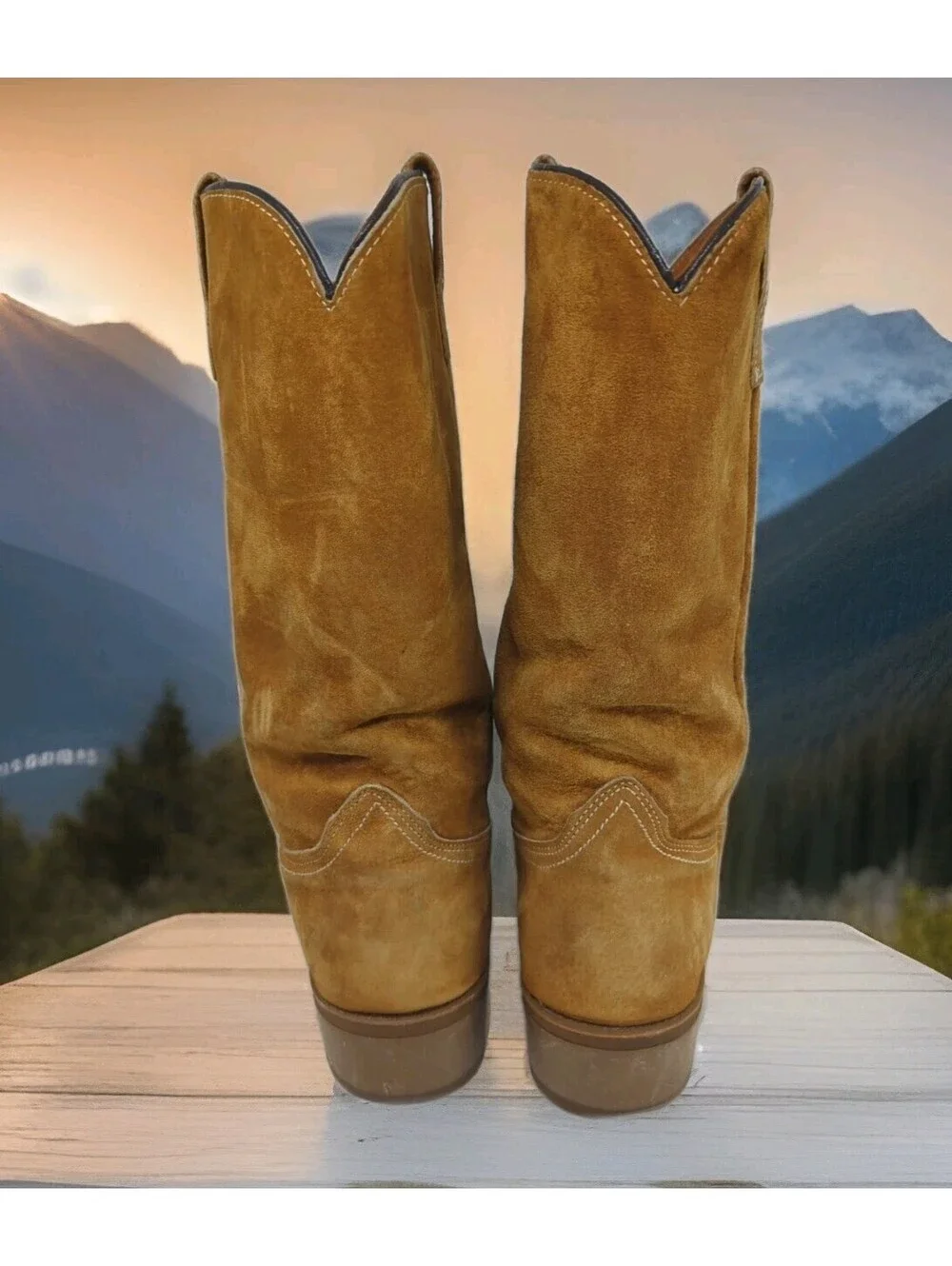 Wolverine Pigskin Suede Cowboy Boots Men 9 EE Wide USA Harvest Wheat Vintage 70s